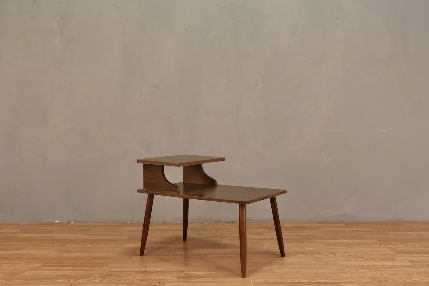 Mid Century Laminate Stepback Side Table - ONLINE ONLY