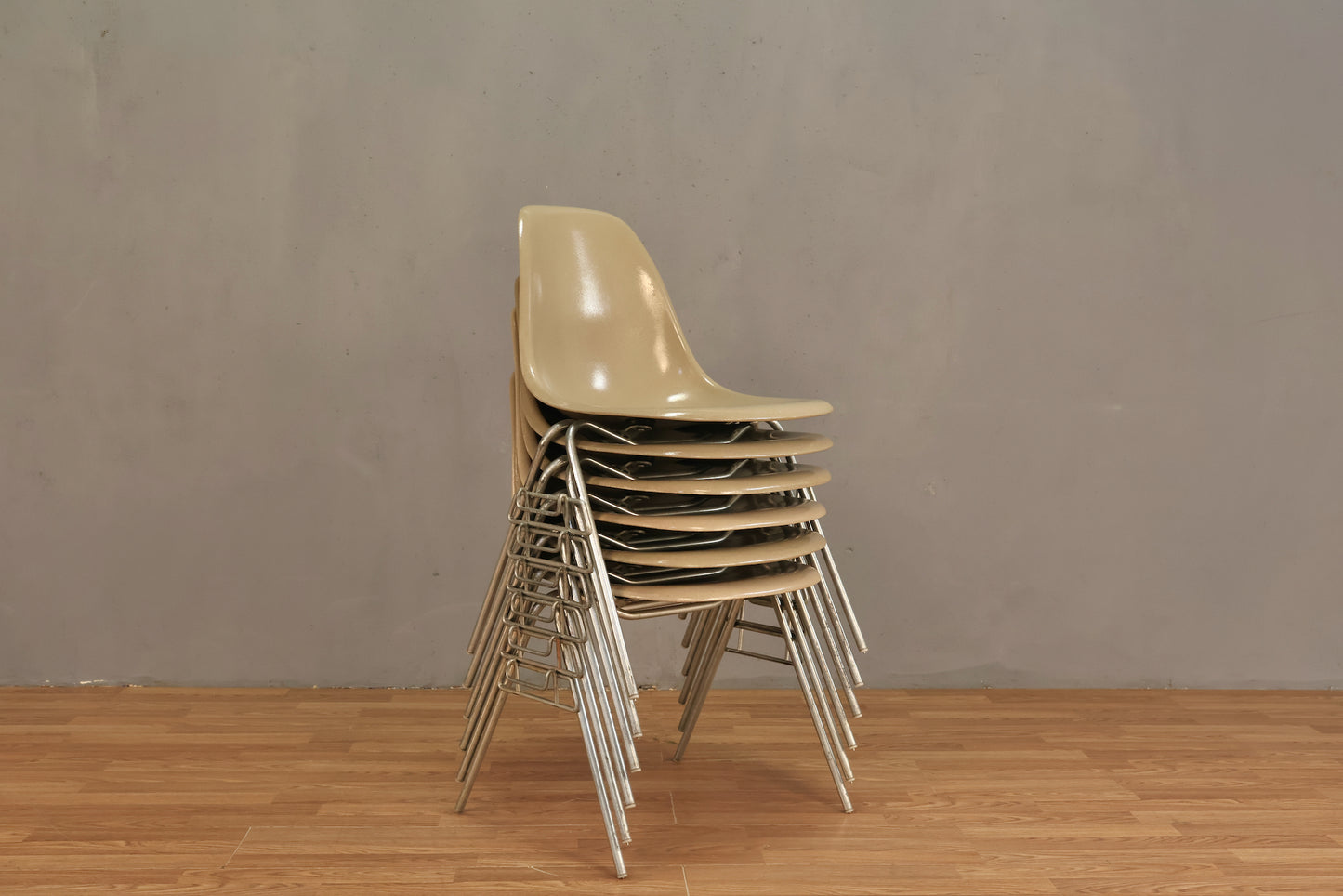 Eames 1960s Greige Fiberglass DSS Chair