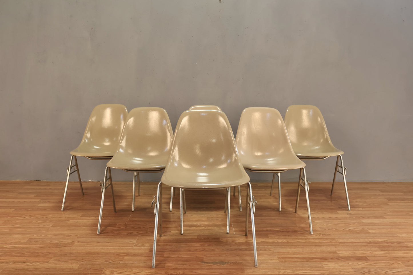 Eames 1960s Greige Fiberglass DSS Chair
