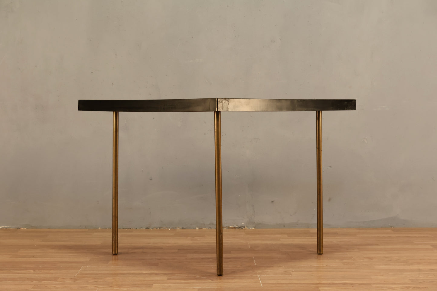 Black Laminate & Brass Corner Table