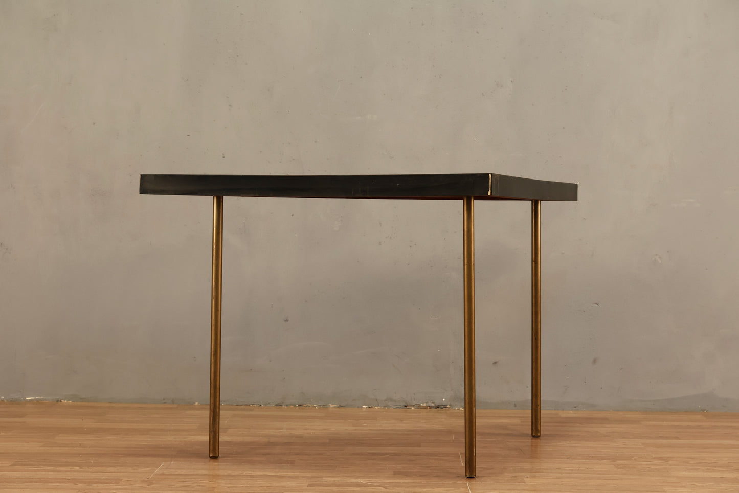Black Laminate & Brass Corner Table