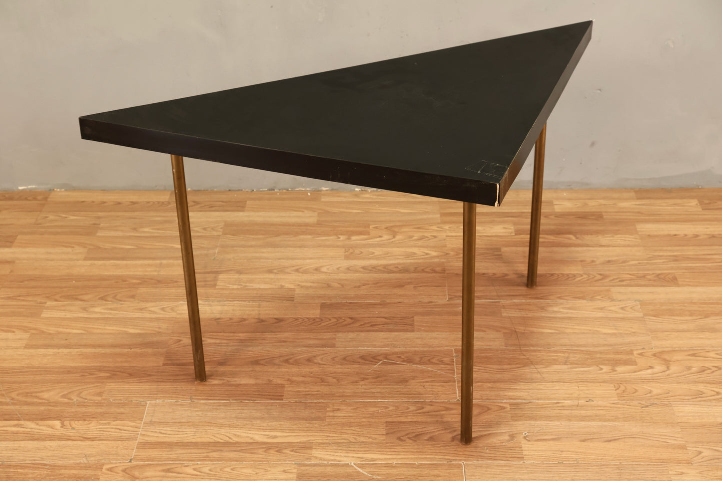 Black Laminate & Brass Corner Table