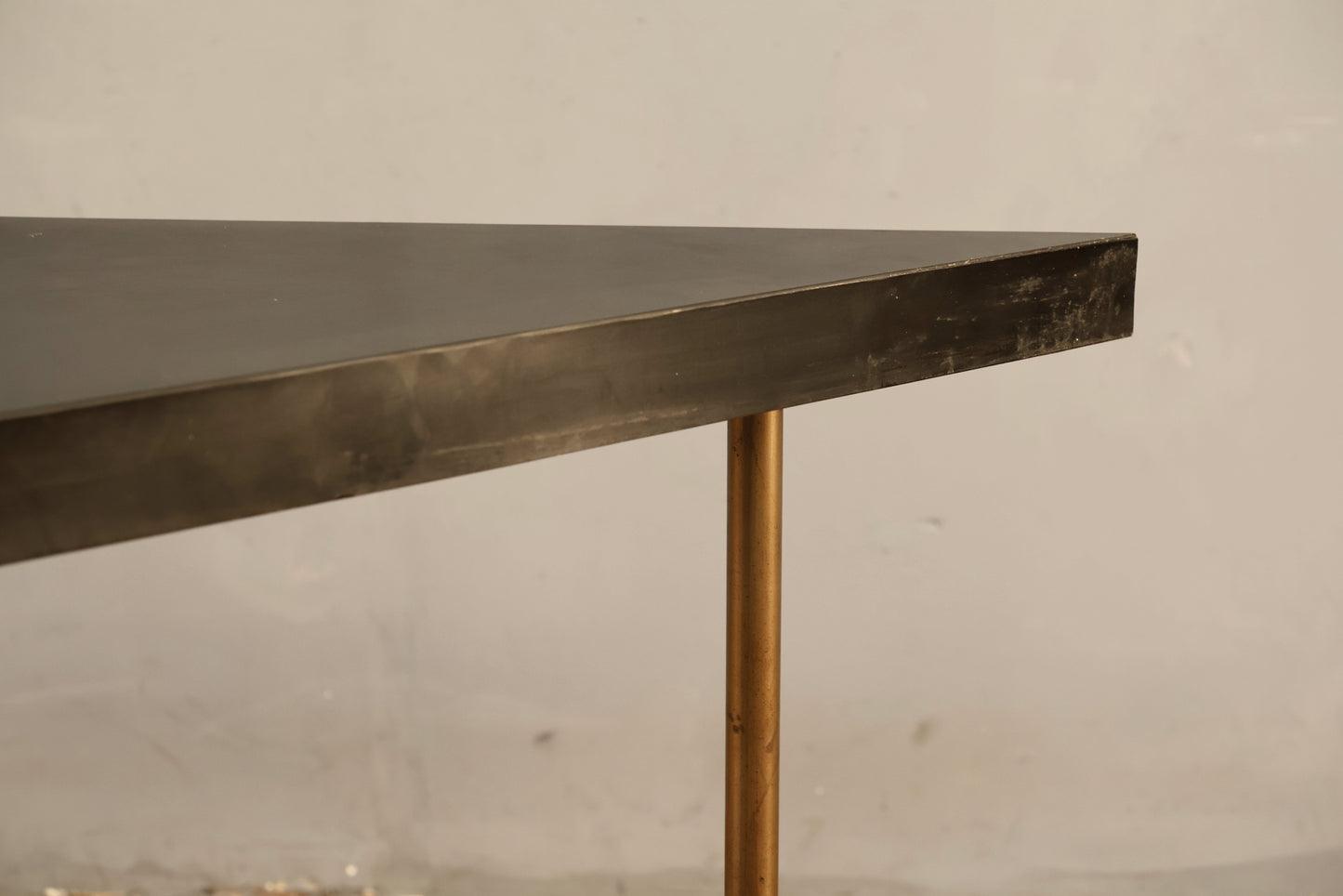 Black Laminate & Brass Corner Table
