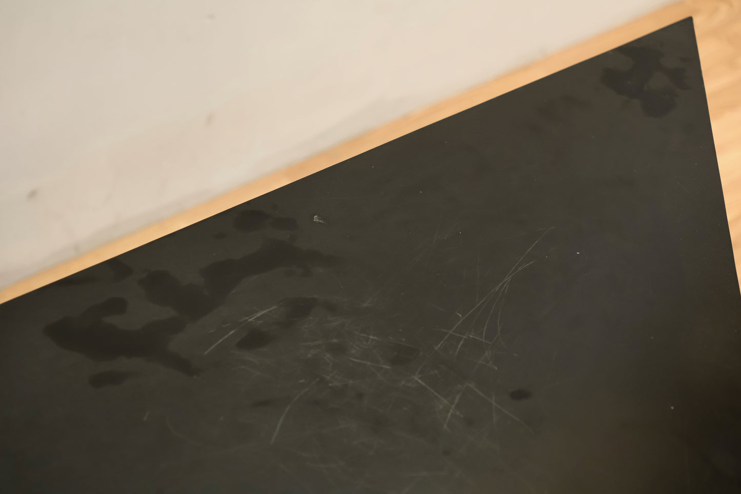 Black Laminate & Brass Corner Table