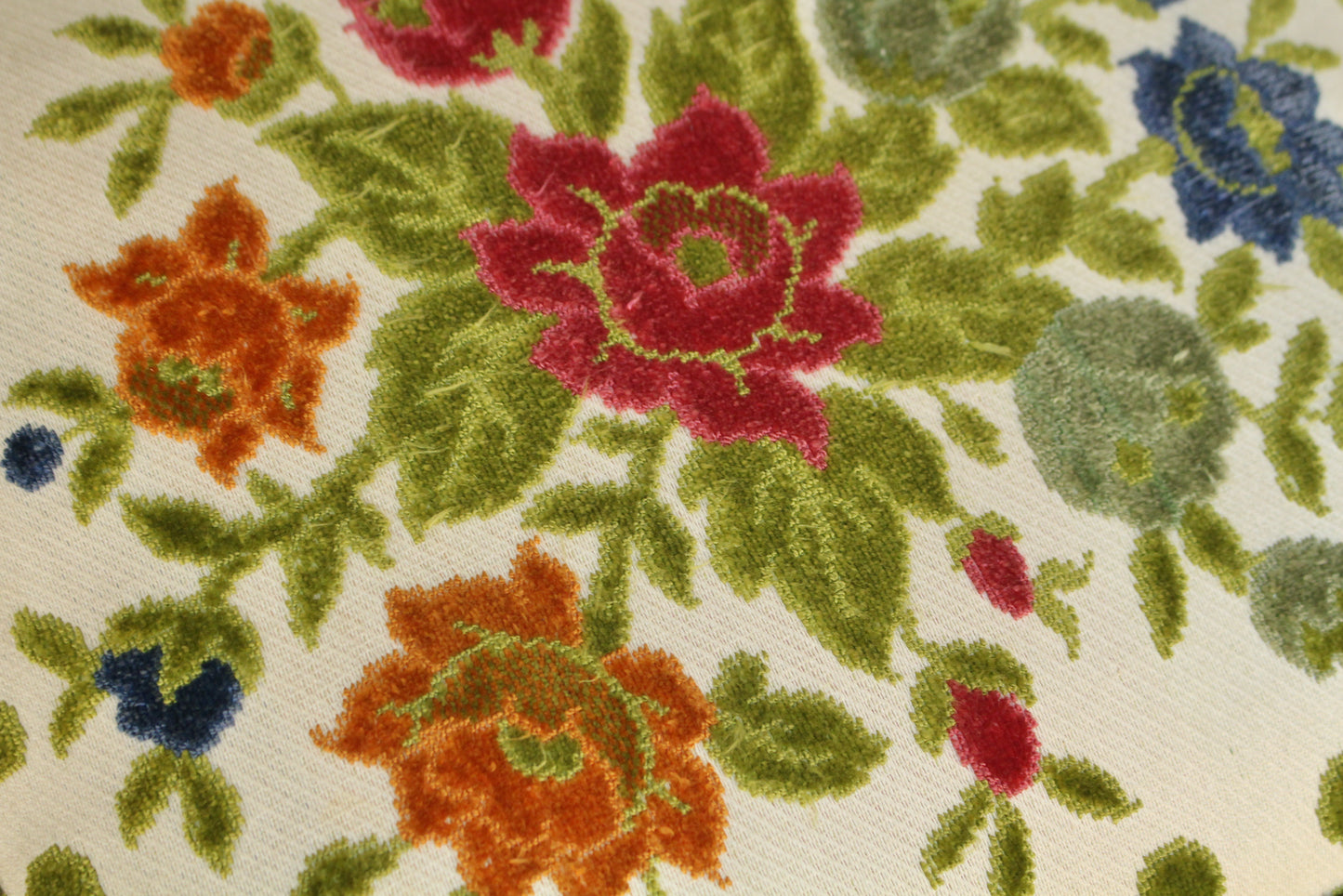 Floral Needlepoint Footstool