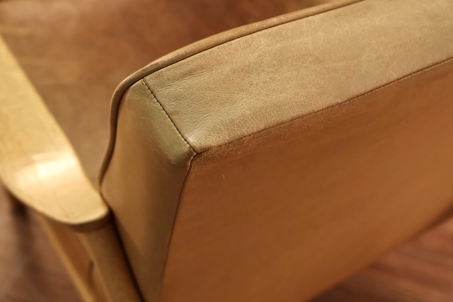 Nemschoff Tan Leather & Blonde Lounge Chair - ONLINE ONLY