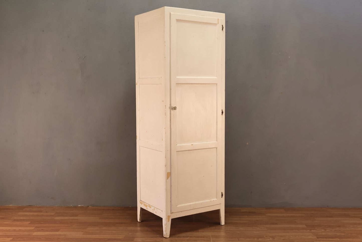 Tall White Wooden Locker Cabinet