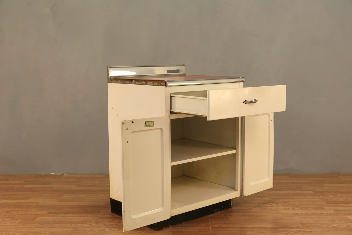 Youngstown White & Cherry Kitchen Cabinet