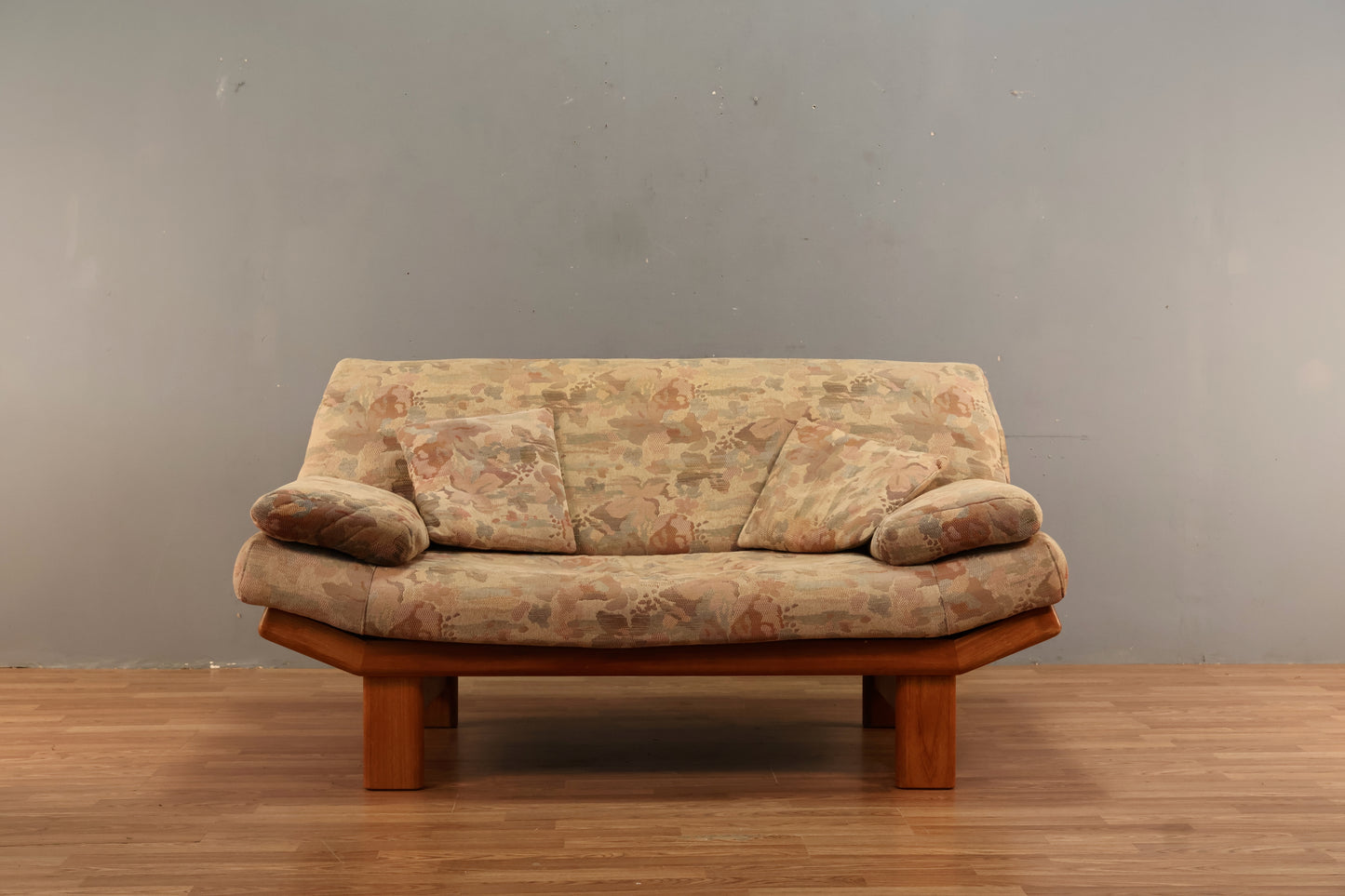 Steen Burchardt-Nielsen Teak & Floral Gondola Loveseat