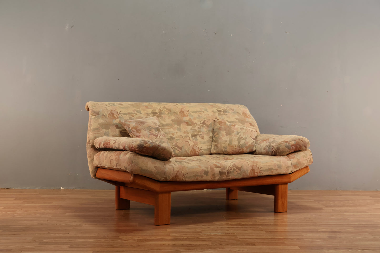 Steen Burchardt-Nielsen Teak & Floral Gondola Loveseat