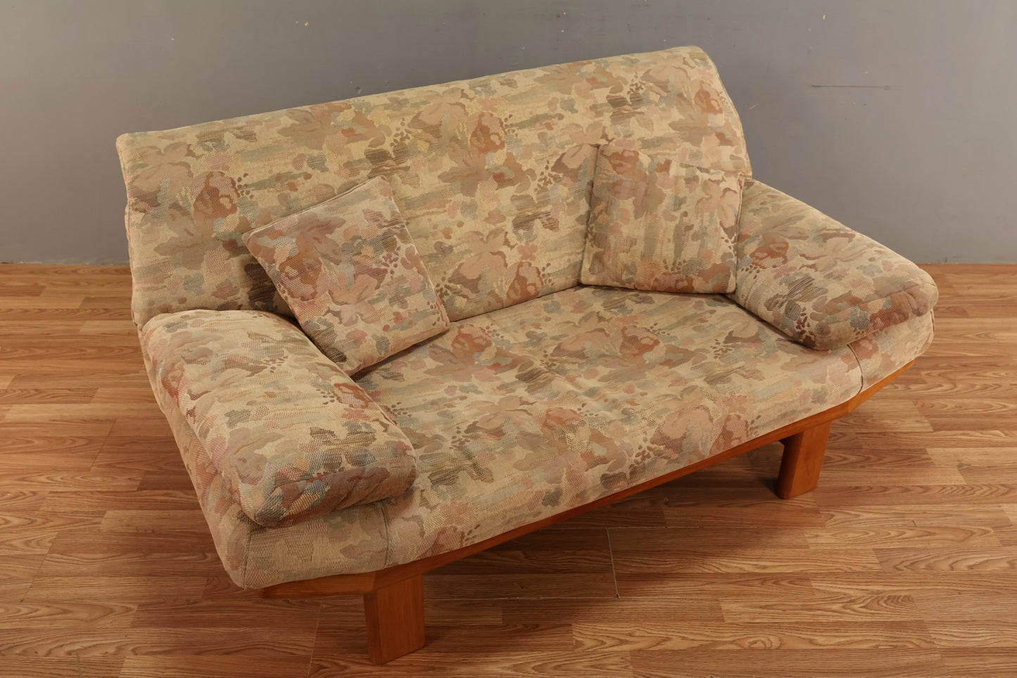 Steen Burchardt-Nielsen Teak & Floral Gondola Loveseat