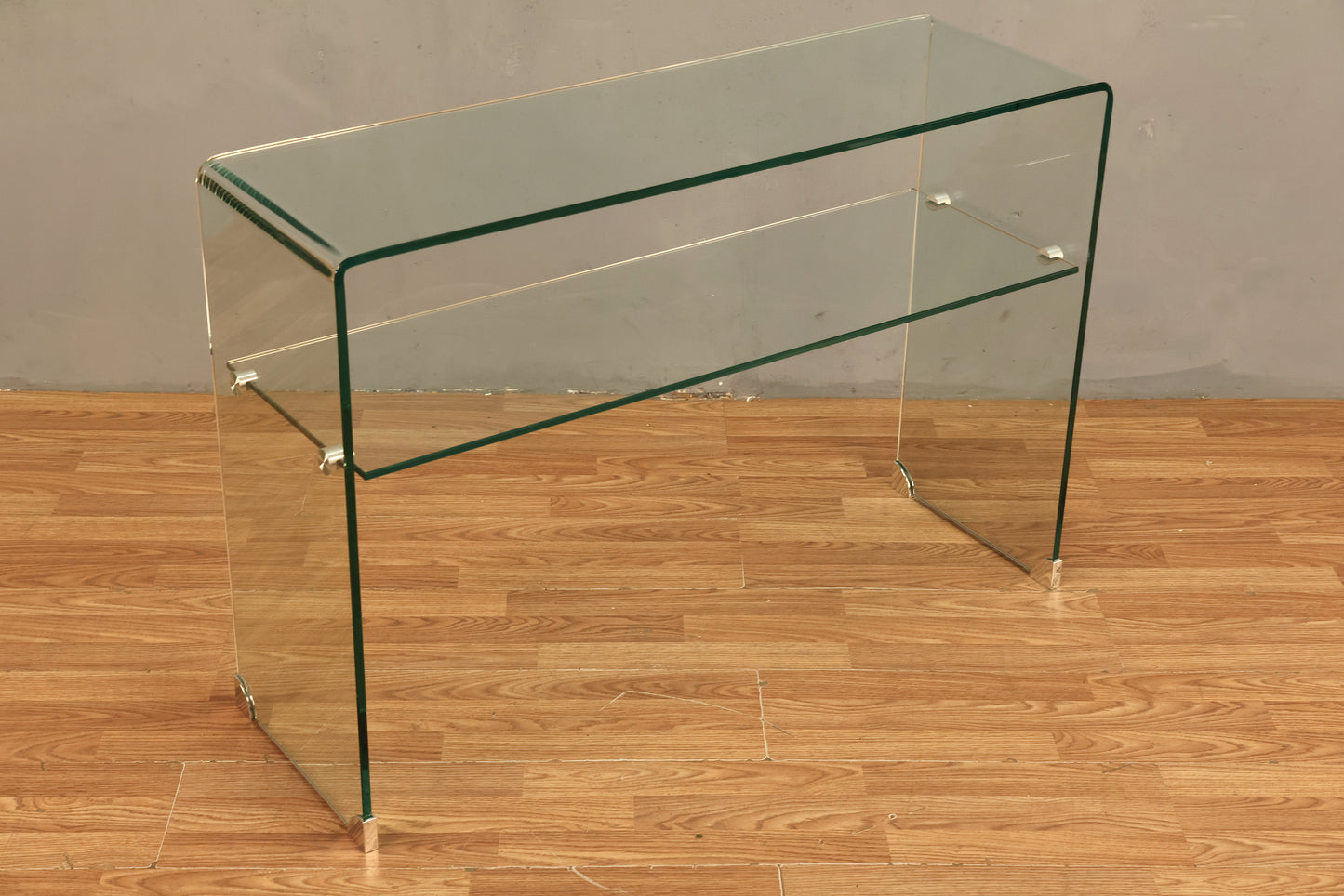 Modern Glass Waterfall 2-Tier Console Table - ONLINE ONLY