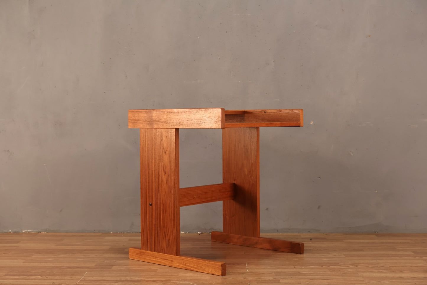 Compact Danish Teak 2-Tier Desk