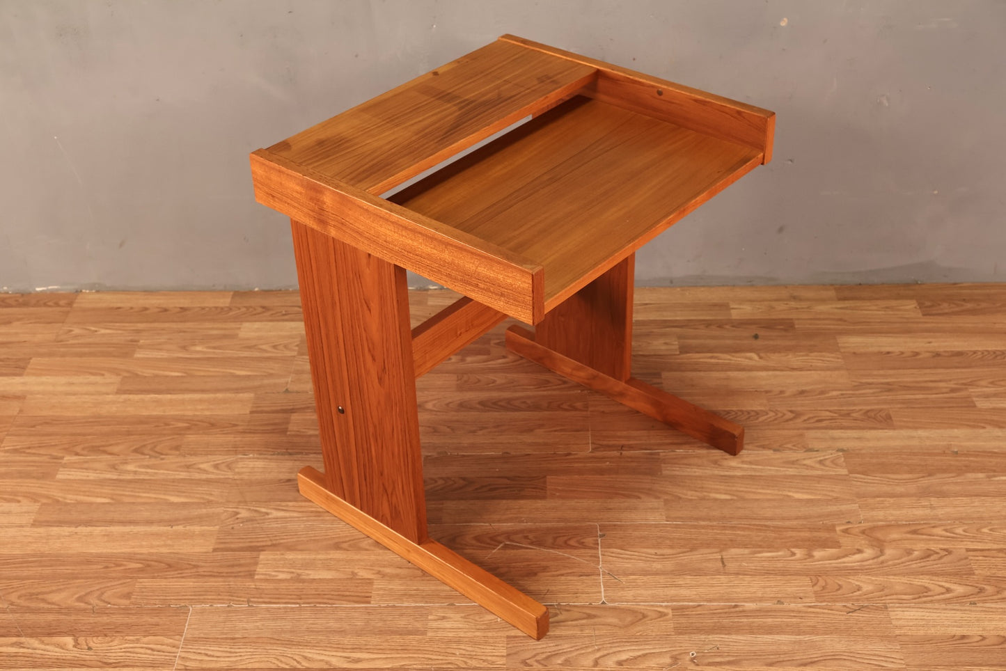 Compact Danish Teak 2-Tier Desk