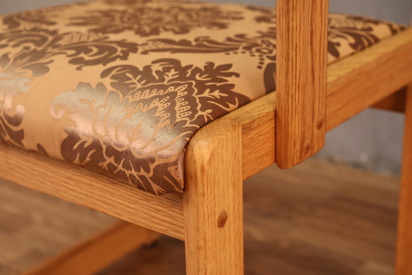 Oak & Cane Damask Armchair - ONLINE ONLY