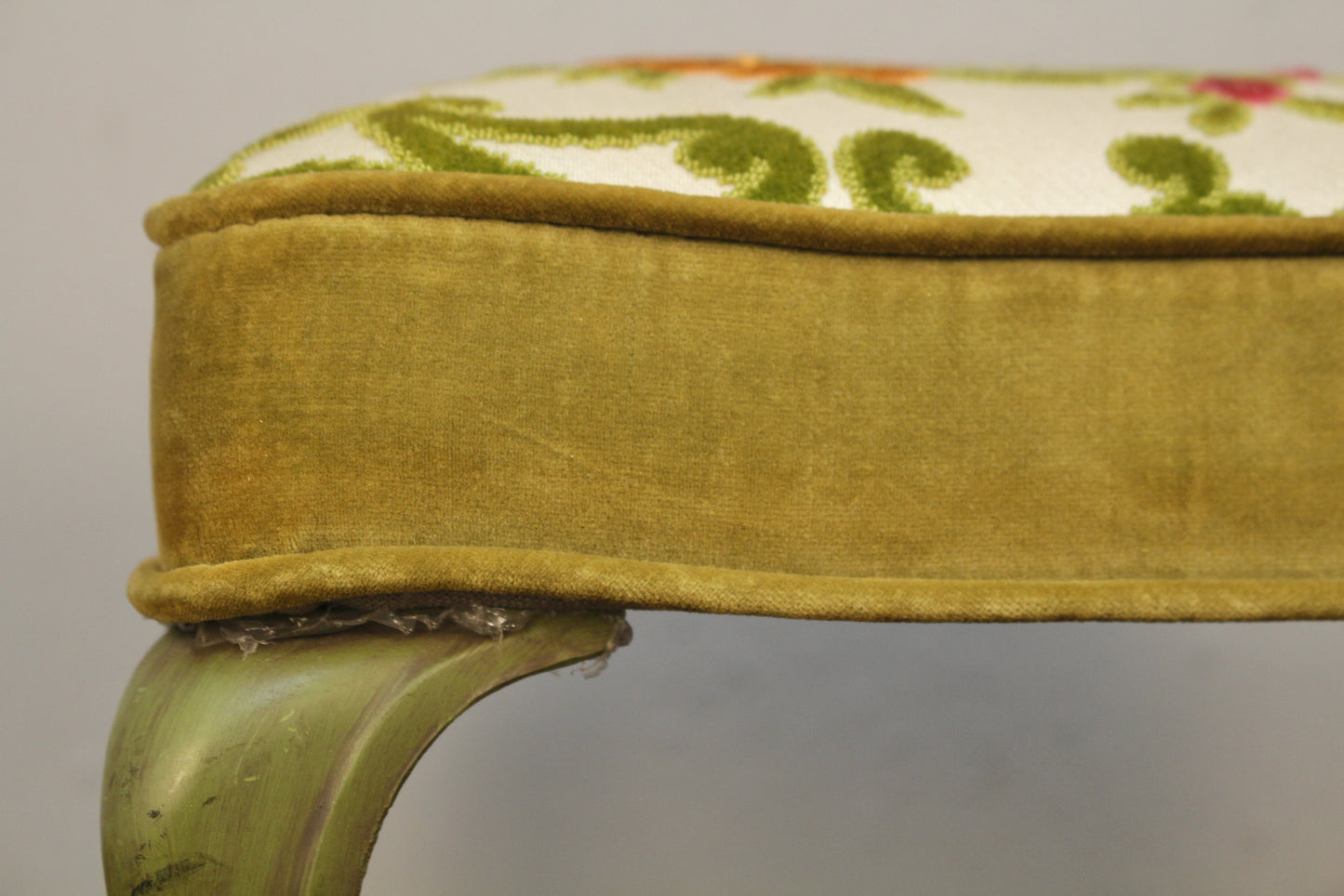 Floral Needlepoint Footstool