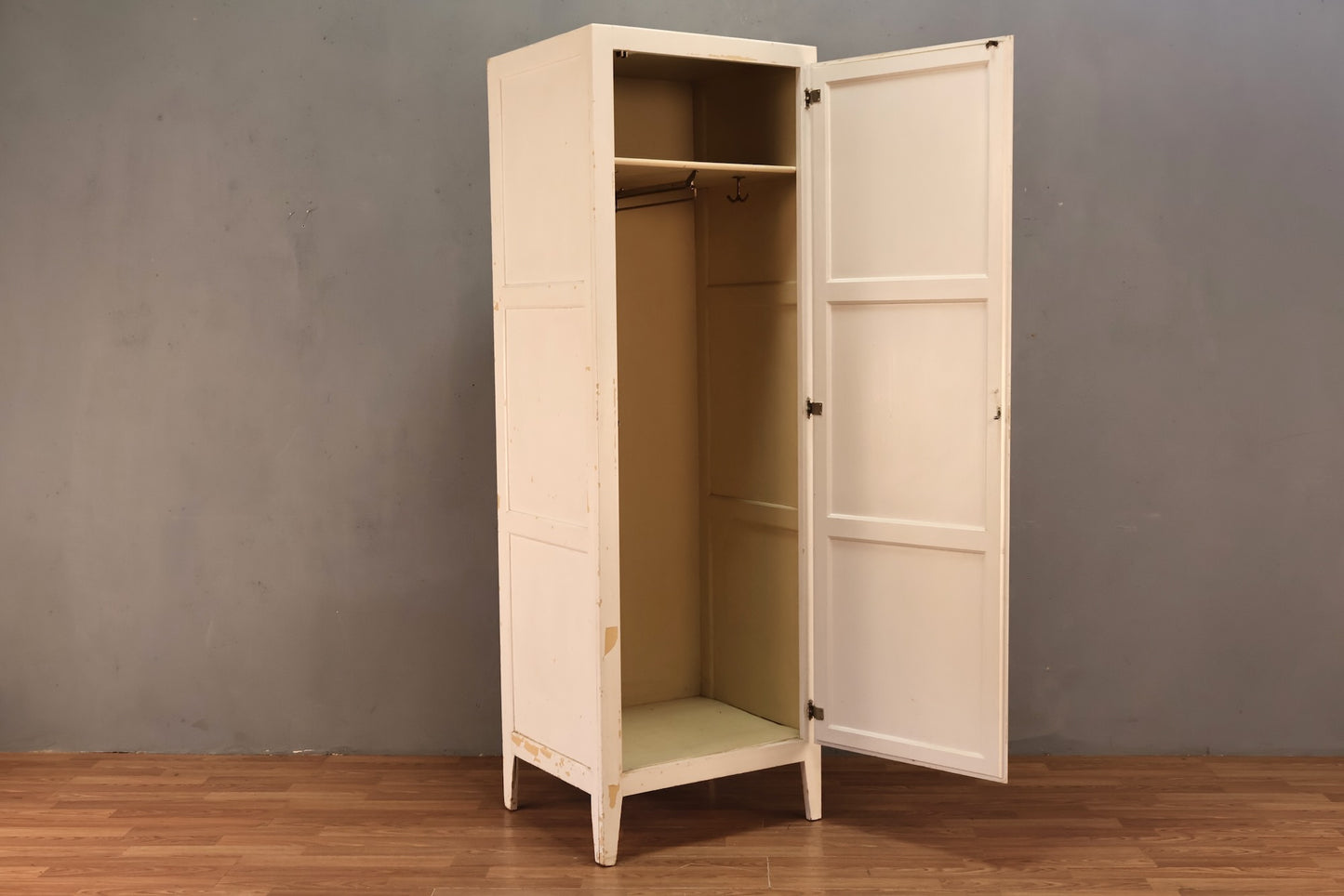 Tall White Wooden Locker Cabinet