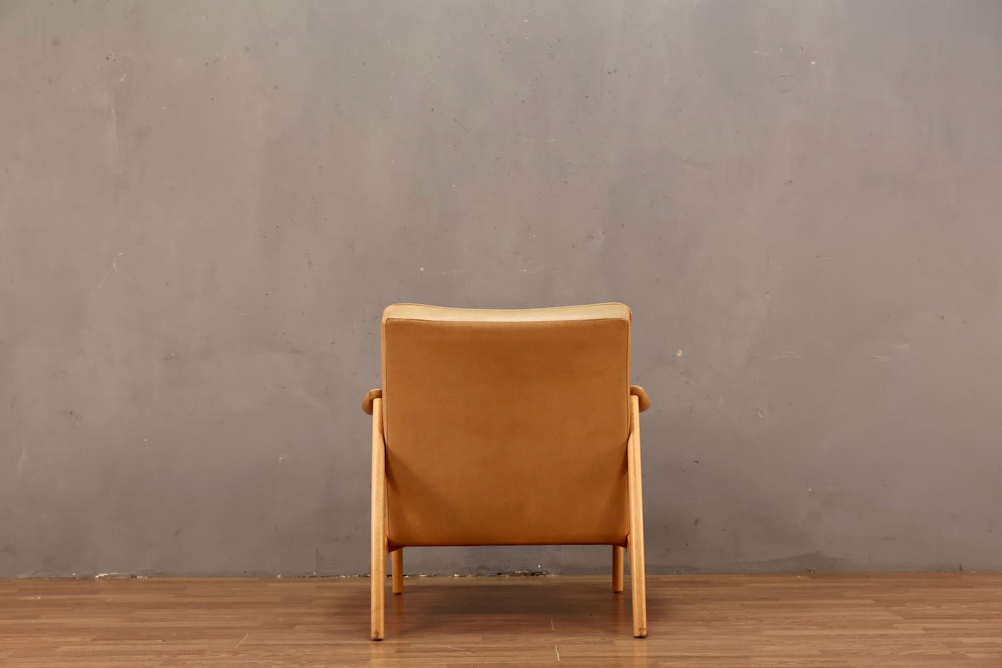 Nemschoff Tan Leather & Blonde Lounge Chair - ONLINE ONLY