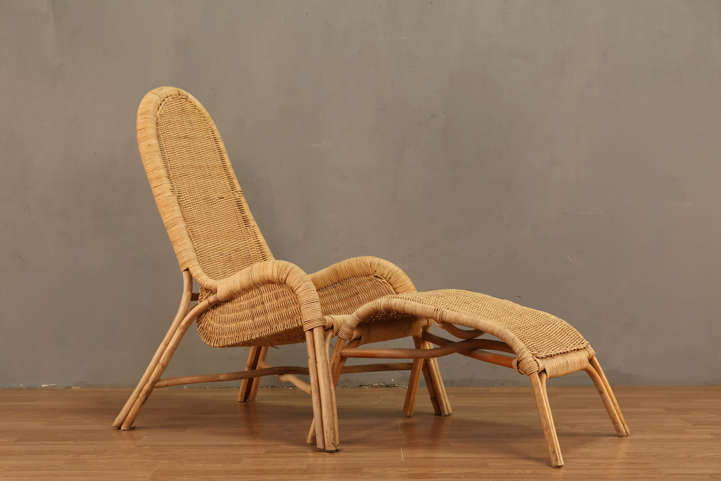 Wicker & Rattan Lounge Chair & Ottoman - ONLINE ONLY