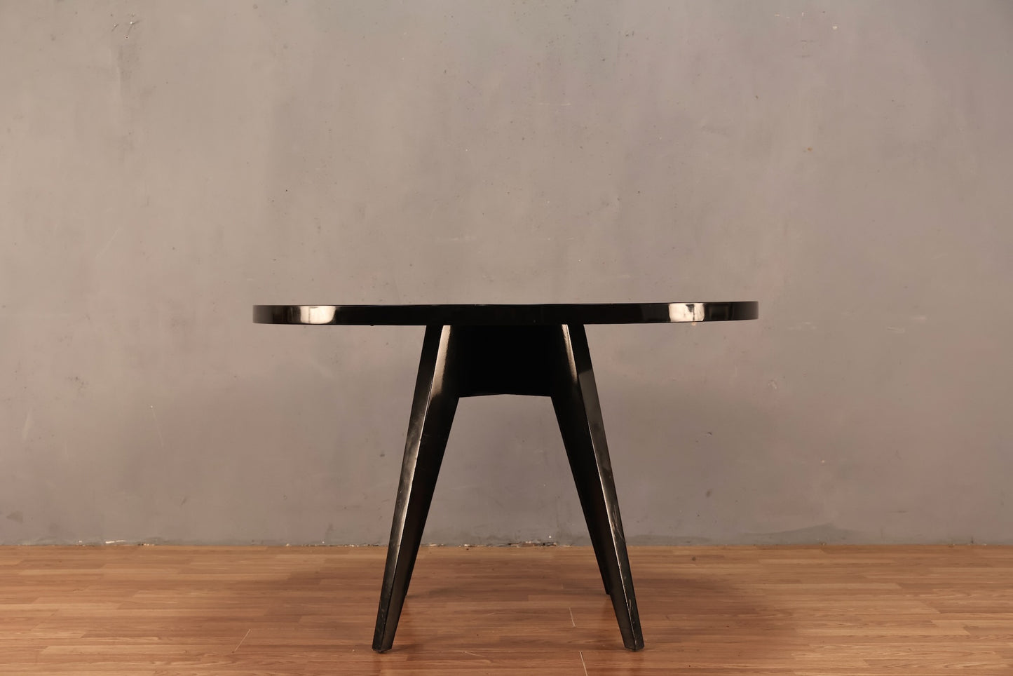 James Mont Round Black Lacquer Dining Table