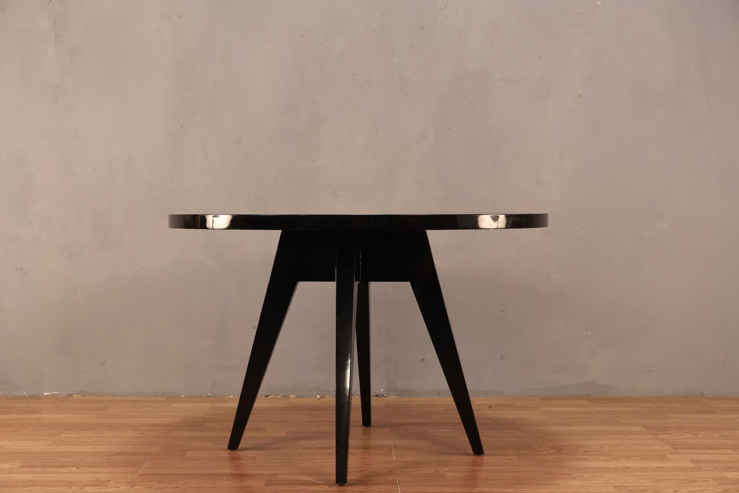 James Mont Round Black Lacquer Dining Table