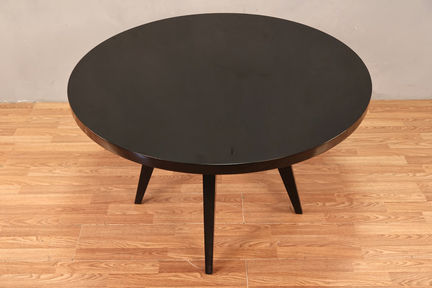 James Mont Round Black Lacquer Dining Table