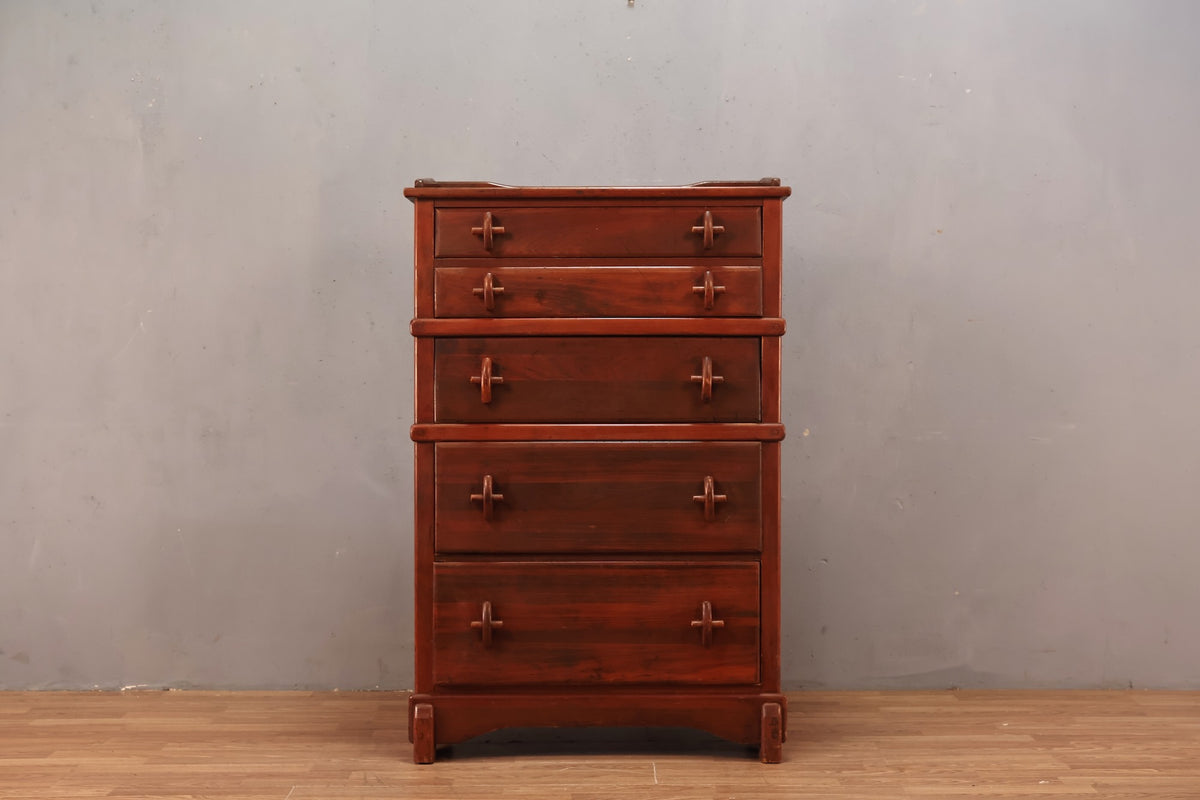 Country Red 4-Drawer Secretary Dresser