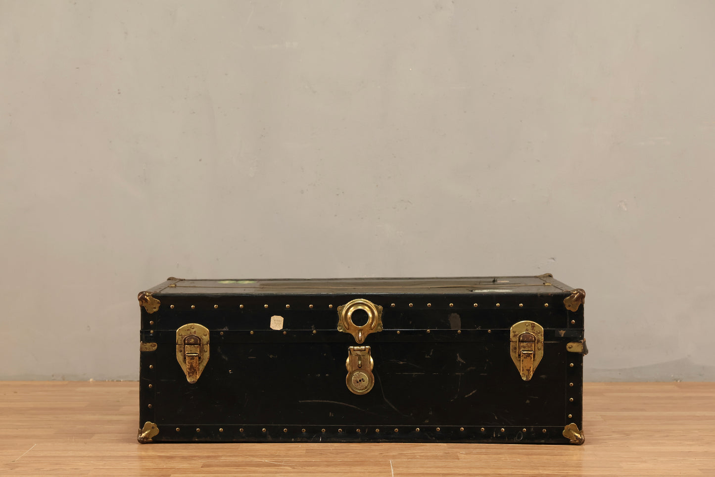 Low Antique Black Steamer Trunk - ONLINE ONLY