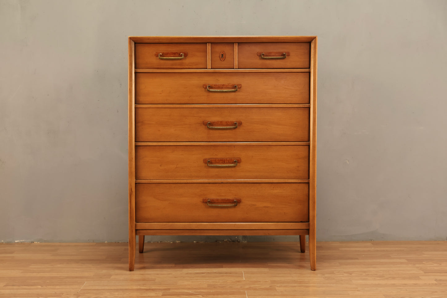 Drexel "Meridian" Walnut 5-Drawer Highboy Dresser