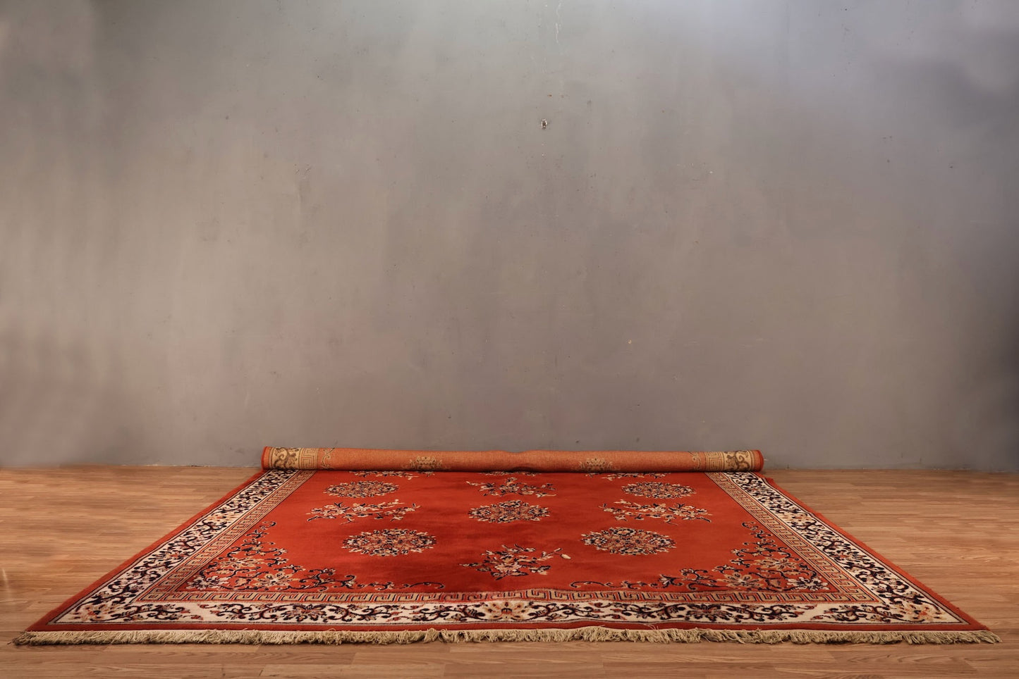 Large Persimmon Wool Area Rug  - ONLINE ONLY