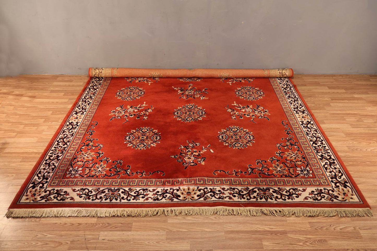 Large Persimmon Wool Area Rug  - ONLINE ONLY