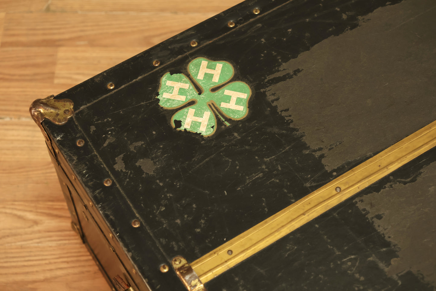 Low Antique Black Steamer Trunk - ONLINE ONLY