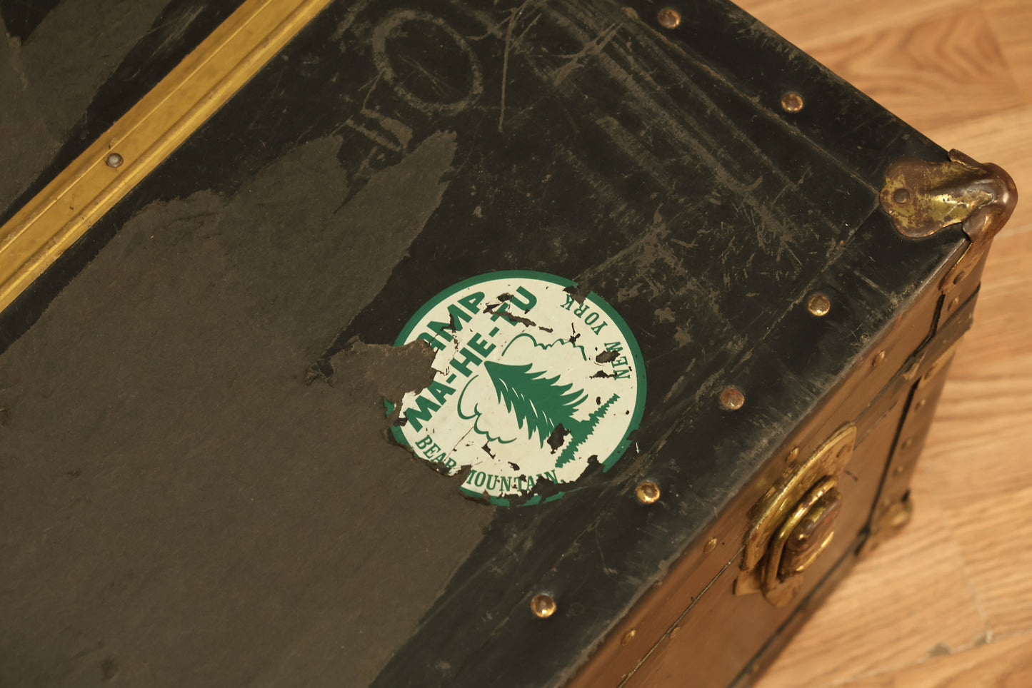 Low Antique Black Steamer Trunk - ONLINE ONLY