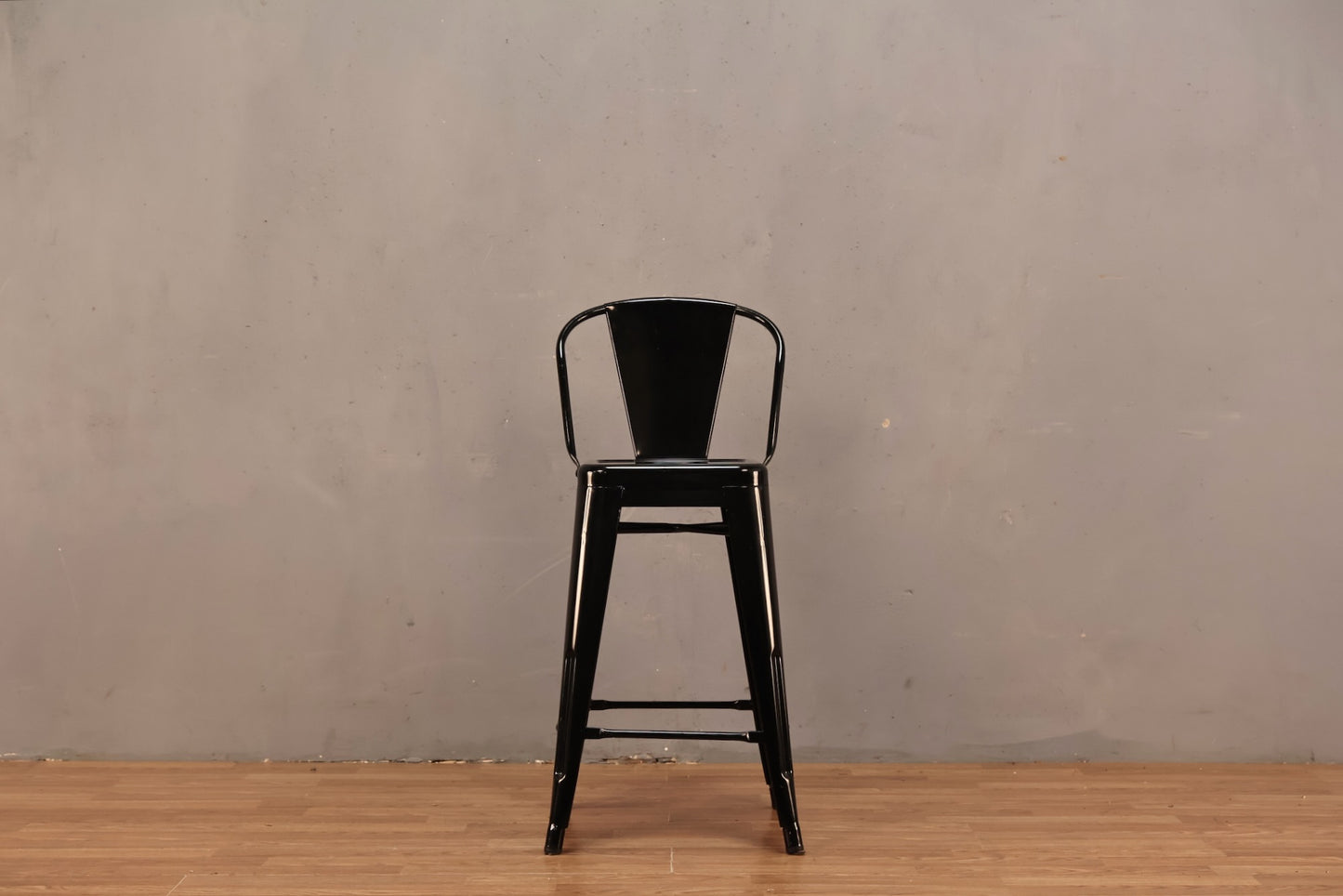 Modern Tolix-Style Black Counter Stool