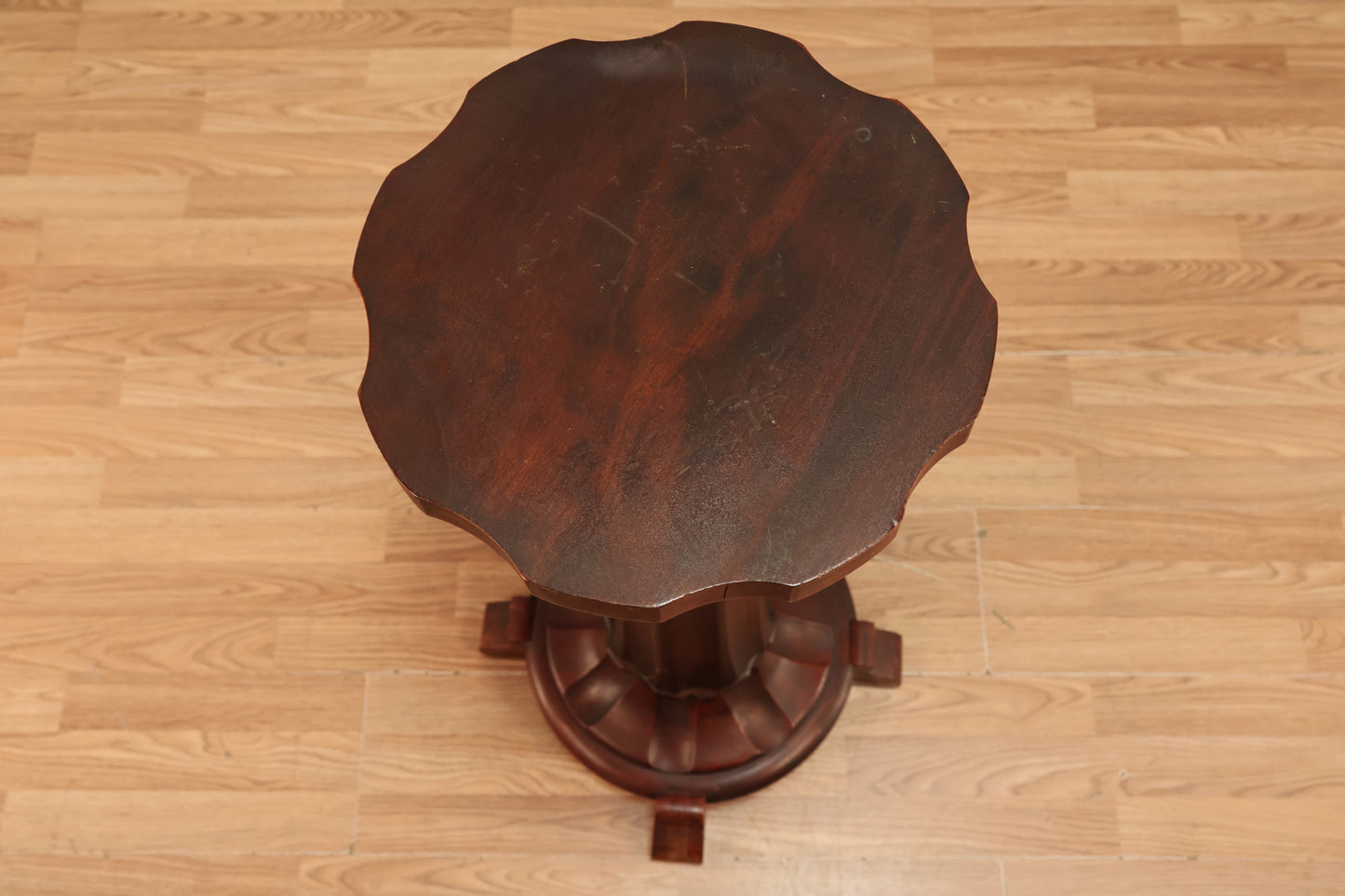 Carved Dark Cherry Pedestal