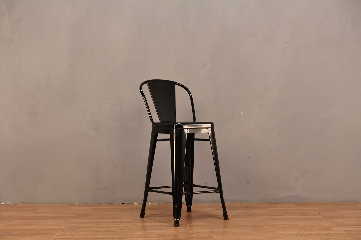 Modern Tolix-Style Black Counter Stool