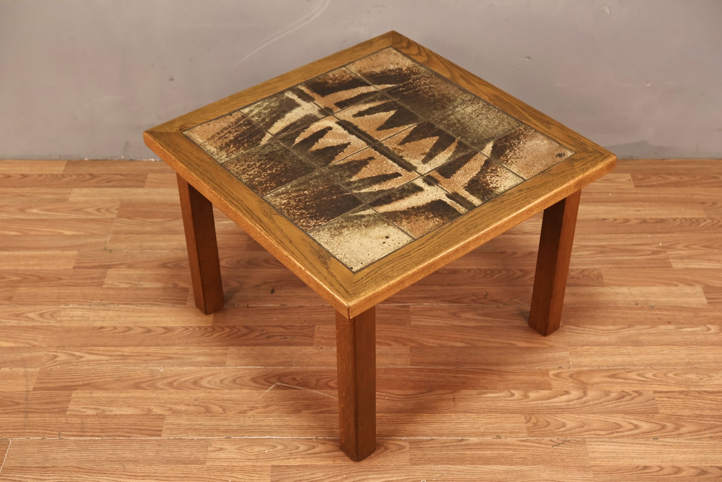 Mid Century Oak & Tile End Table
