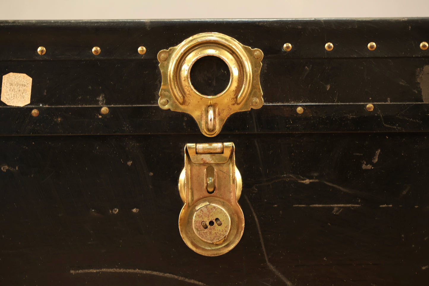 Low Antique Black Steamer Trunk - ONLINE ONLY