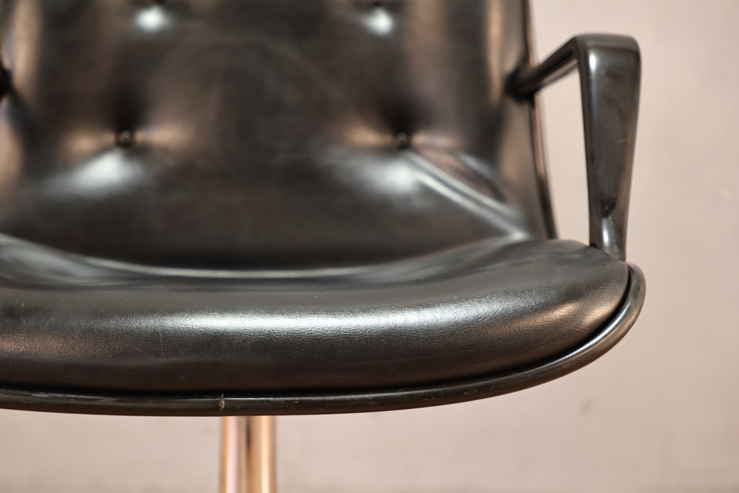 Steelcase Black Leather Swivel Armchair