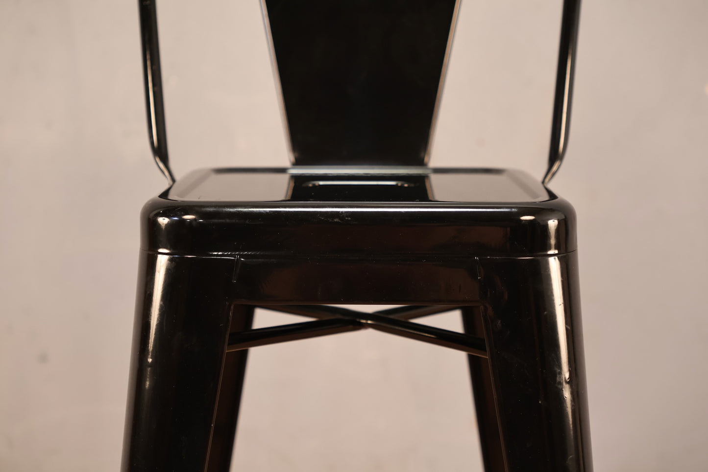 Modern Tolix-Style Black Counter Stool