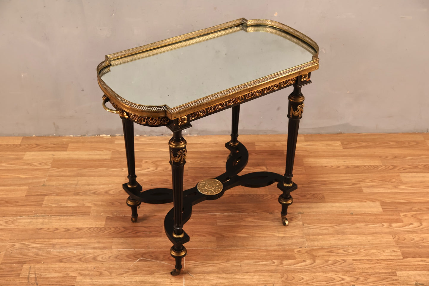 Regency Black & Gold Mirror-Top Table - ONLINE ONLY