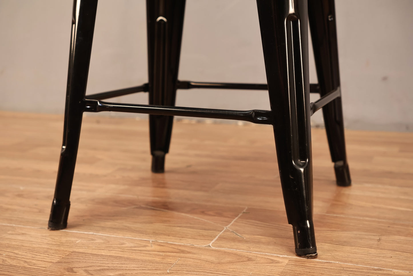 Modern Tolix-Style Black Counter Stool