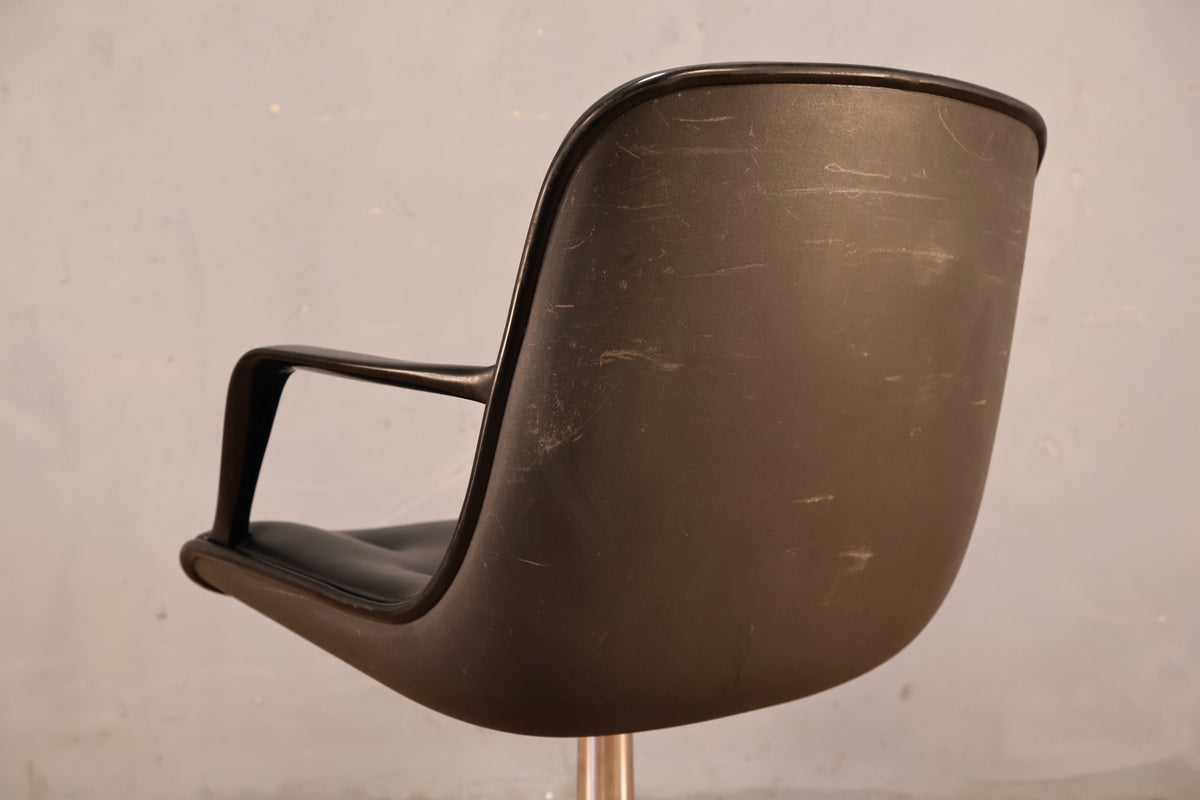 Steelcase Black Leather Swivel Armchair