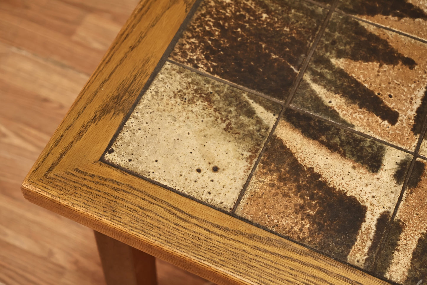 Mid Century Oak & Tile End Table