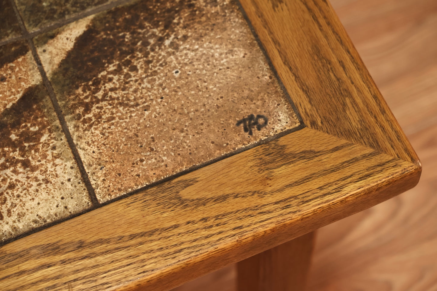 Mid Century Oak & Tile End Table