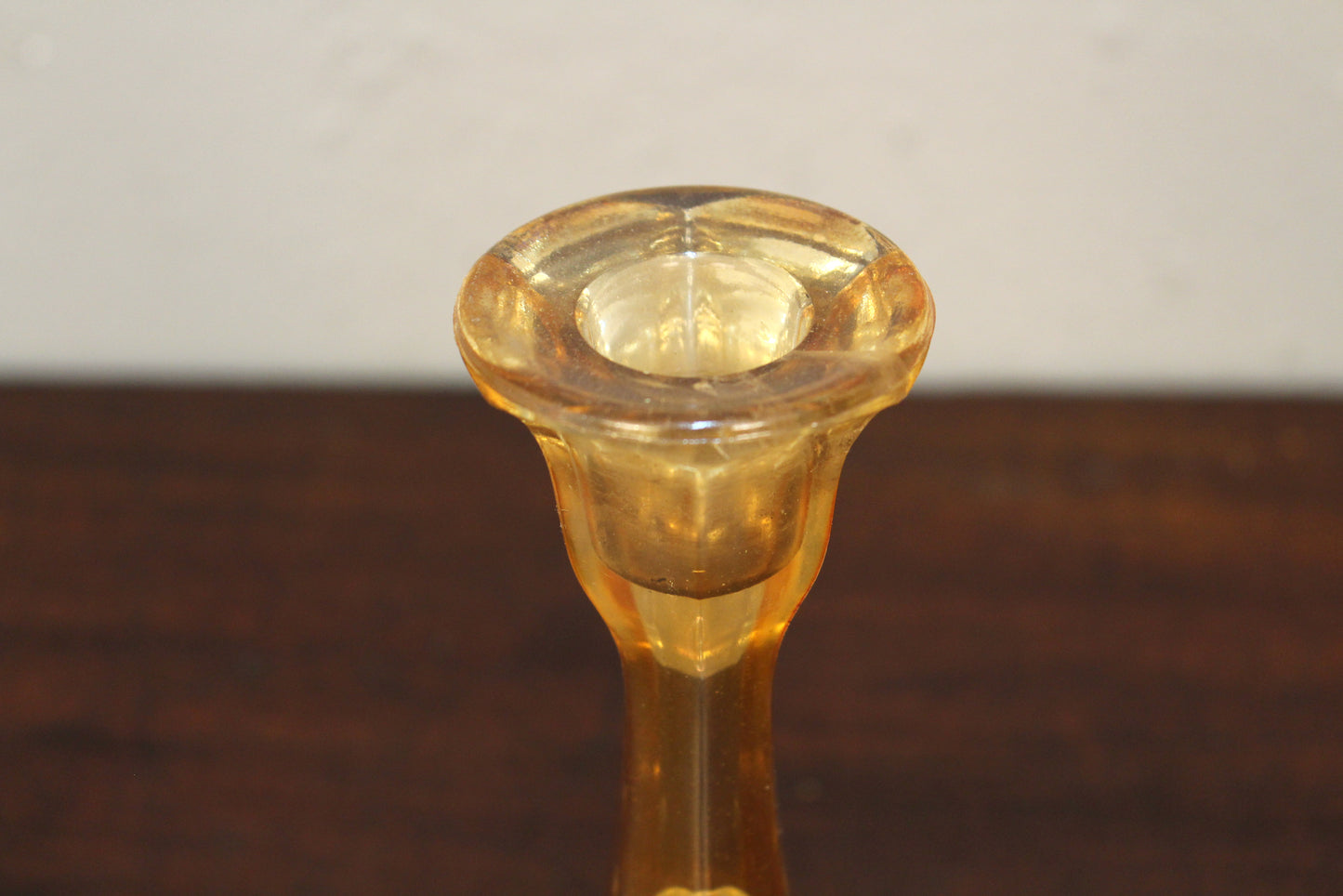 Pair of Marigold Carnival Glass Candlesticks
