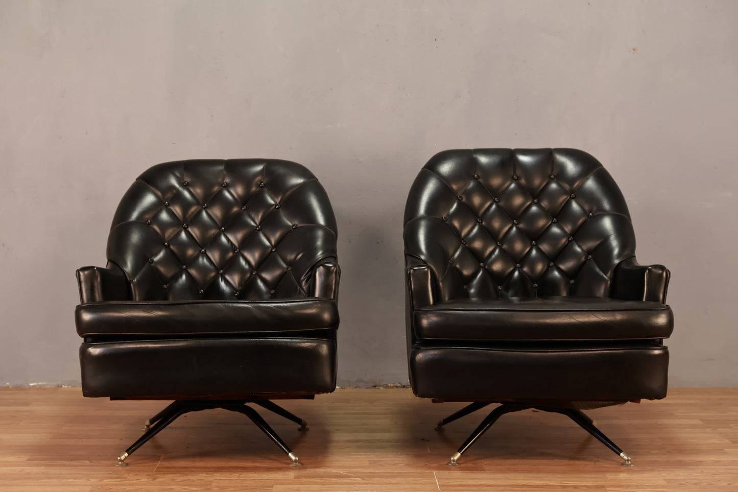 Mid Century Black Tufted Rocking Club Chair