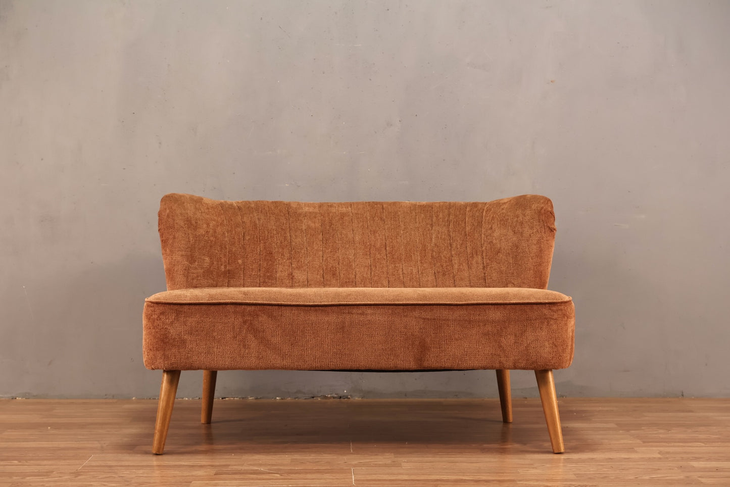 Mid Century Tawny Velveteen Settee - ONLINE ONLY