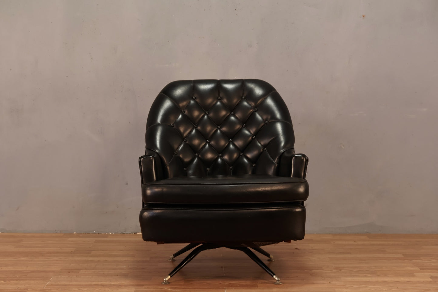 Mid Century Black Tufted Rocking Club Chair