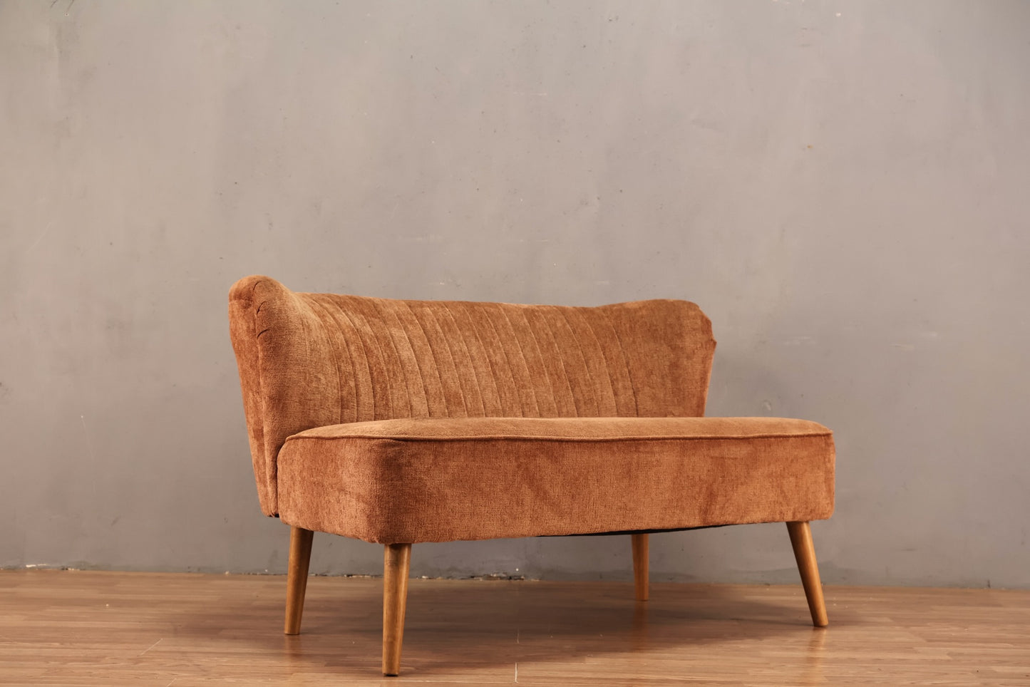 Mid Century Tawny Velveteen Settee - ONLINE ONLY